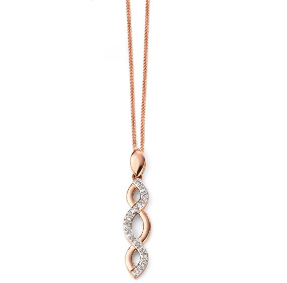 Elements Gold 9ct Rose Gold Pavé Entwined Pendant GP2025