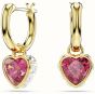 Swarovski Chroma Heart Drop Earrings - Red with Gold Tone Plating 5684760