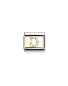 Nomination Classic Glitter Letter D Charm Gold with Enamel