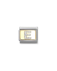 Nomination Classic Glitter Letter E Charm Gold with Enamel