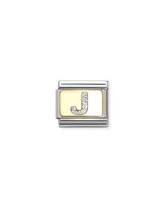 Nomination Classic Glitter Letter J Charm Gold with Enamel