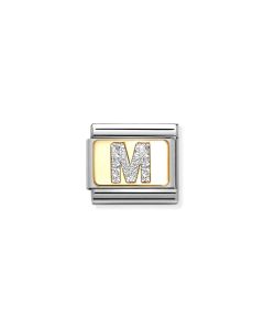 Nomination Classic Glitter Letter M Charm Gold with Enamel