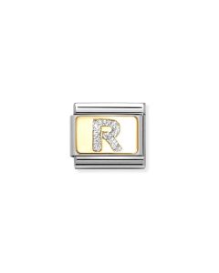 Nomination Classic Glitter Letter R Charm Gold with Enamel