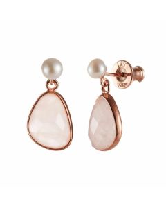 Jersey Pearl Sorel Rose Quartz Drop Earrings