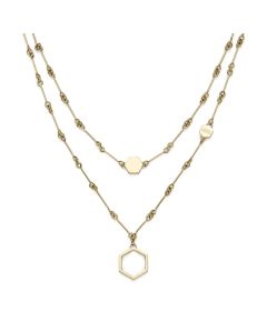 Olivia Burton Honeycomb Gold Plated Double Chain Necklace - 24100306