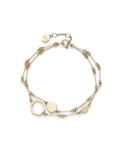 Olivia Burton Honeycomb Gold Plated Double Chain Bracelet - 24100308