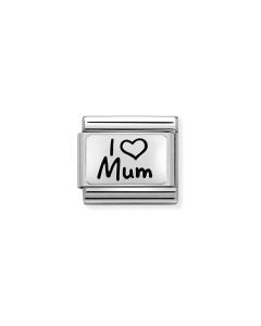 Nomination Classic Charm - Sterling Silver and Black Enamel I Love Mum