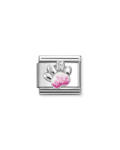 Nomination Paw Charm with Pink White Enamel and Zirconia 330321/13