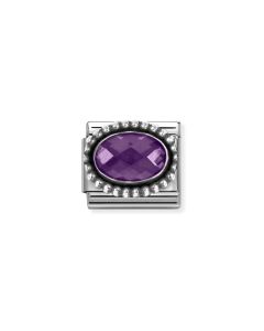 Nomination Classic Silver Faceted Zirconia Beaded Oval Charm - Purple 330607/001