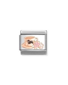 Nomination Rose Gold Enamel Tea Cup with Flowers Charm. Item Code 430202/27