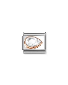 Nomination Classic Faceted Zirconia Right Teardrop Charm 9k Rose Gold White