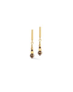 Coeur De Lion Shimmering Princess Earrings Pearls - Gold Brown - 4312211100