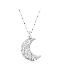 Swarovski Luna Moon Pendant - White with Rhodium Plating