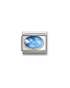 Nomination Faceted Stone Charm with Gold Border - Light Blue Ombre 030612/038