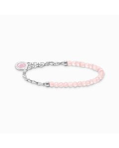 Thomas Sabo Member Charm Bracelet with Beads of Rose Quartz and Charmista Coin Silver A2130-067-9