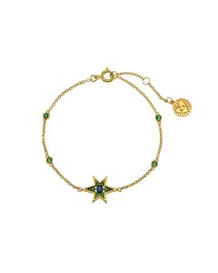 Amelia Scott Nova North Star Gold Bracelet with Sapphire and Emerald Zirconia
