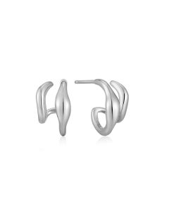 Ania Haie Silver Wave Double Hoop Stud Earrings - E044-04H