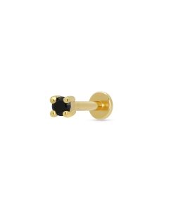 Scream Pretty Gold Black Stone Single Flat Back Earring - Gold