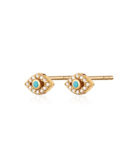 Scream Pretty Evil Eye Stud Earrings - Gold