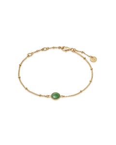 Daisy Green Aventurine Healing Stone Bobble Bracelet - Gold