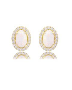 Georgini Opal Glow Blackwattle White Created Opal Earrings - Gold. Item code: IE1184G