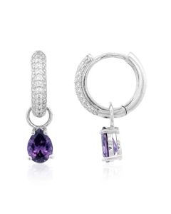 Georgini Wisteria Duo Pear Amethyst and Zirconia Silver Earrings. Item code IE1216WA.
