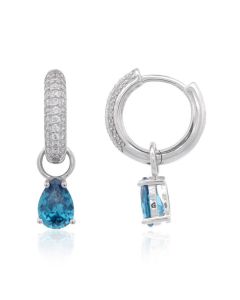 Georgini Wisteria Duo Pear Blue Topaz and Zirconia Silver Earrings. Item code IE1216WB.