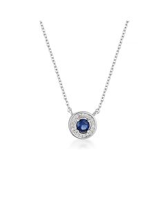 Georgini Milestone Sapphire Blue Halo Pendant - Silver IP1164B