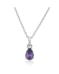 Georgini Wisteria Amethyst and Zirconia Silver Pendant Necklace. Item code IP1216WA.