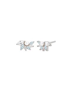 Amelia Scott Isla Pearl Silver Stud Earrings with Aquamarine Zirconia AS22TRE47