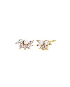 Amelia Scott Isla Pearl Gold Stud Earrings with Blush Pink Zirconia