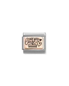 Nomination 9k Rose Gold Writing Charm - Made with Love 430111/24