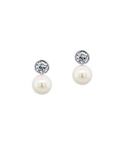 Ivory & Co Portland Solitaire Crystal Pearl Earrings - PortlandEarrings