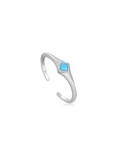 Ania Haie Turquoise Mini Signet Adjustable Ring - Silver - R033-02H