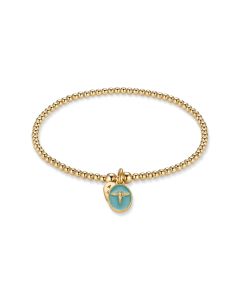 Annie Haak Santeenie Gold Plated Charm Bracelet - Turquoise Silhouette Angel