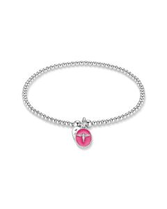 Annie Haak Santeenie Silver Charm Bracelet - Pink Silhouette Angel