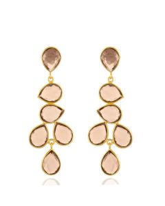 Shyla Sheena Chandelier Gold Earrings - Champagne