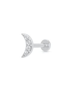 Scream Pretty Sparkling Moon Single Flat Back Earring - Silver