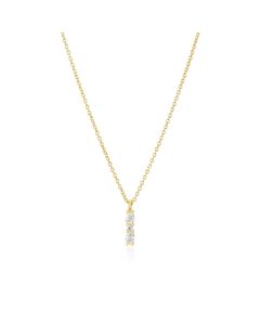 Sif Jakobs Ellera Ovale Piccolo Necklace - 18k Gold Plated with White Zirconia - SJ-N2414-CZ-YG