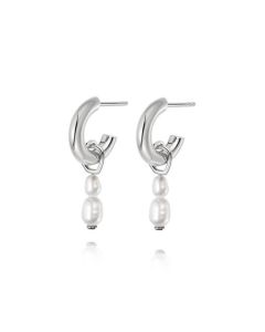 Daisy London Double Baroque Pearl Silver Hoop Earrings - TE08_SLV