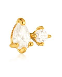 Tish Lyon 14ct Yellow Gold Double Gem Threadless Labret Single Earring