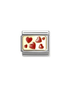 Nomination Classic Enamel and 18k Gold Hearts Plate - 030284_59