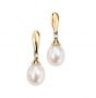 Elements Gold 9ct Yellow Gold Diamond and Pearl Drop Earrings