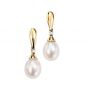 Elements Gold 9ct Yellow Gold Diamond and Pearl Drop Earrings