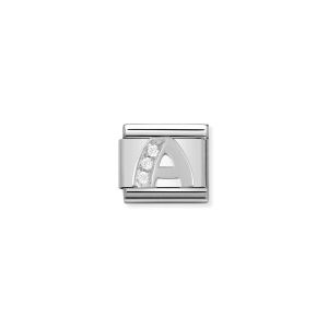 Nomination Silver and Zirconia Classic Letter Charm - A