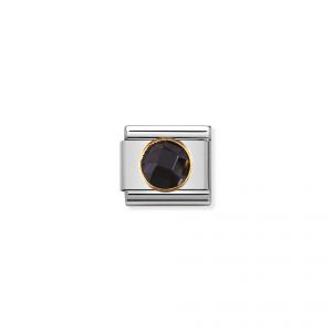 NOMINATION COMPOSABLE Classic links in stainless steel with 18k gold and round Cubic Zirconia Black