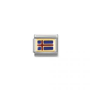 NOMINATION COMPOSABLE Classic EUROPE FLAG in stainless steel with enamel and 18k gold ICELAND