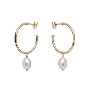 Annie Haak Pearl Drop Hoop Earrings Gold E0263