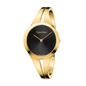 Calvin Klein Ladies Addict Bangle Watch - Black and Gold Tone