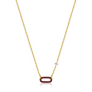 Ania Haie Claret Red Enamel Gold Link Necklace N031-03G-R